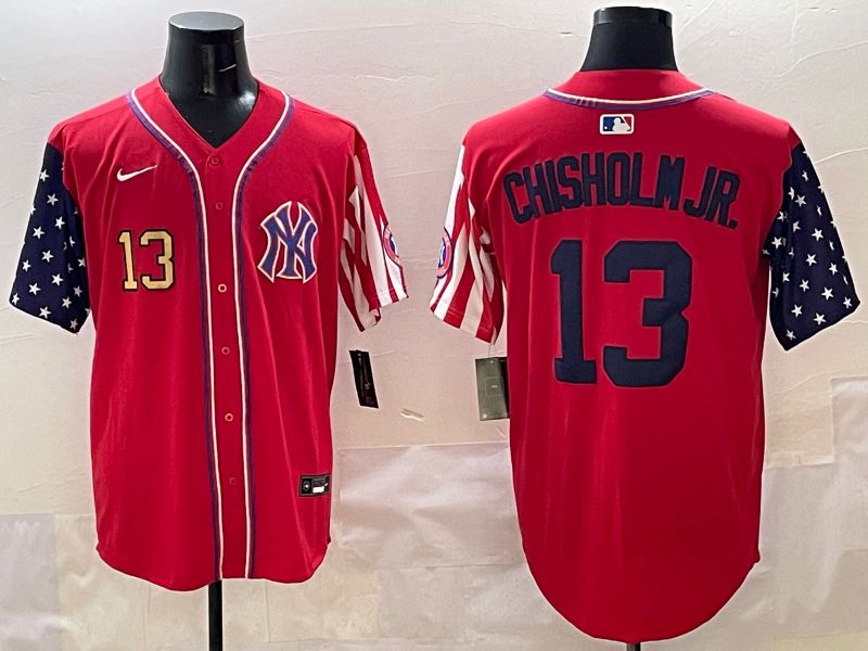 Men New York Yankees 13 Chisholm jr Red a generation of national flags Jointly Name 2025 Nike MLB Jersey style 3